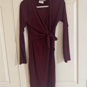 Pink Lily Deep Burgundy Long Sleeve Dress
